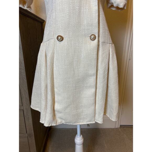 Shein | Cream Fit and Flare Double Breasted Button Front Dress | 6 - Picture 6 of 13